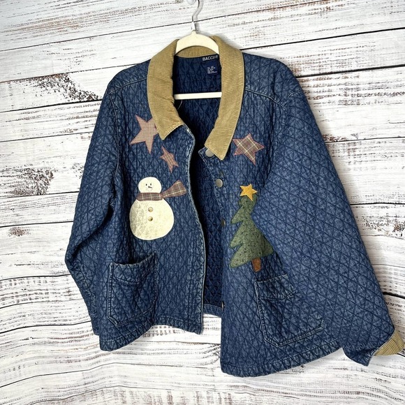Baccini Jackets & Blazers - Vintage Baccini Christmas Quilted Denim Color Patch Coat 22